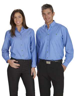 Ladies Long Sleeve Chambray Shirt