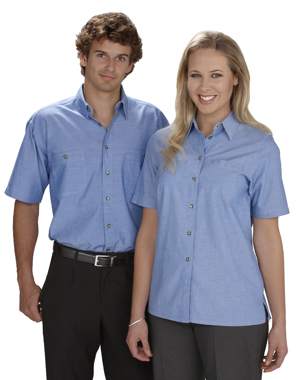 Ladies Short Sleeve Chambray - Wrinkle Free